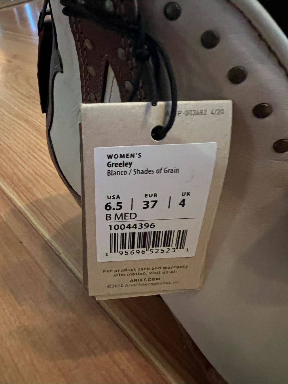 Ariat White and Brown Western Ankle Boots - Picture 6 of 6